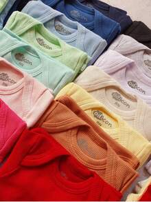 4 Pieces Kit Long Sleeve Baby Bodysuit High Quality Ribbed Knit Boy Or Girl - 藍色 - 查看 1