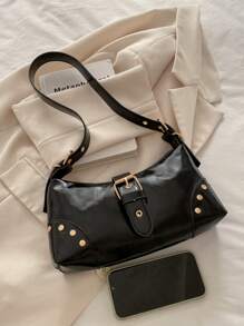 Vintage Retro European-Style One Shoulder Bag, With Zipper, Made From Hippie-Style Design Leather For A Unique Look, Can Be Used As Handbag Or Underarm Bag, Business Casual Bag For Women, Pefect For Office, Business And Work