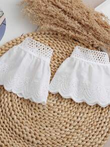 1 par de mangas decorativas de malla y tul blanco para mujeres, elegantes y de moda, ideal para uso decorativo durante viajes, bodas, San Valentín