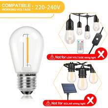 6 Bóng Đèn Led Nhựa S14 1W 2W 220V Chống Vỡ Chống Nước E27 Đế Trung Bình Đèn Dây Cổ Điển Bóng Đèn Thay Thế Trắng Ấm 2700K Trong Nhà Ngoài Trời Edison Bóng Đèn Cổ Điển Tương Đương Với 11W Cho Đèn Treo Sân Vườn - E27 220V - Xem 8