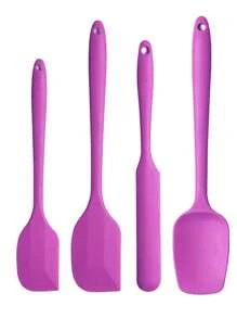4 pièces Set de cuisson en silicone, comprenant une spatule à gâteau en silicone, un grattoir en forme de T, un ustensile grattoir résistant à la chaleur, un mélangeur à salade, un grattoir en silicone, un kit d'outils de cuisson, convenant pour la cuisson, le mélange, le beurre et le mélange de confiture, lavable au lave-vaisselle