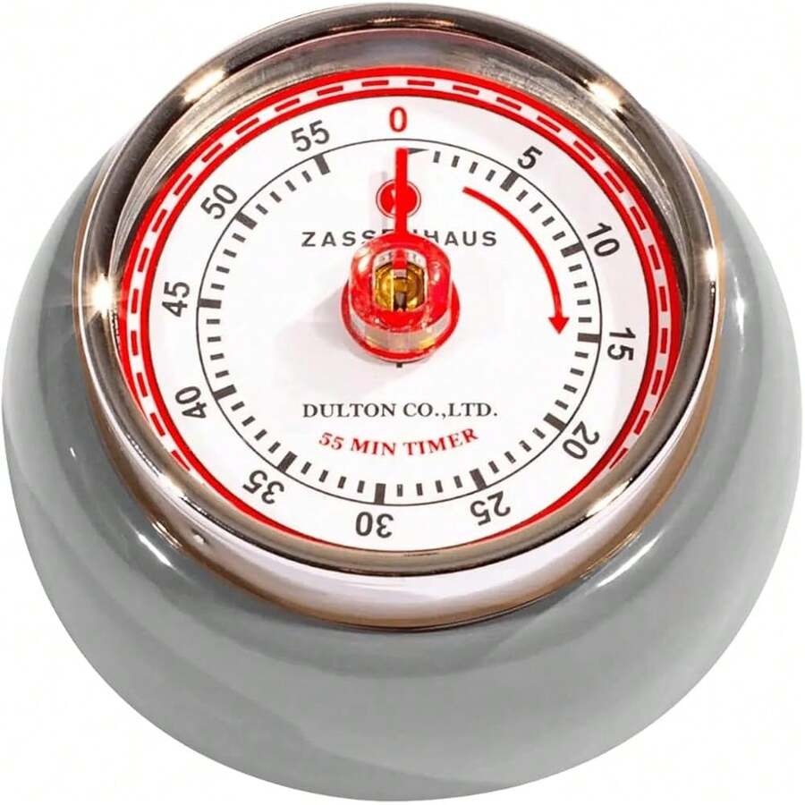 2025-New Manetic Retro 60 Minute Kitchen Timer, 2.75-Inch, Cool Ray - 酷灰色 2.75 英寸 - 查看 1