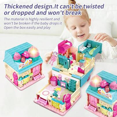 Surprise MINI Treasurep House,Pretend Play Toy Playset,Theme Cabin Pink And Purple Dream Doll House Toy With Lighting &Music For Little Girls , , Gift For Girls Ages 2-7