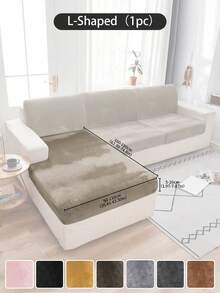 1pc Solid Color Silver Fox Velvet Stretch Sofa Seat Cushion Cover, Dust-Proof Decorative Sofa Protector, Suitable For Hotel, Bedroom, Living Room Sofa, Dark Gray, Black, Champagne