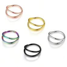 2pcs 316L Stainless Steel Double Layer Seamless Nose Rings, Hoop Nose Rings, Ear Cartilage Hoops, European&American Style