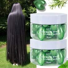 GZE 2 粒迷迭香薄荷护发维生素胶囊，含迷迭香油和薄荷油，强韧秀发精华 - 维生素 A、C、E、Pro、B5 - 男女适用护发素，令秀发丝滑柔顺 - 綠色 - 查看 11