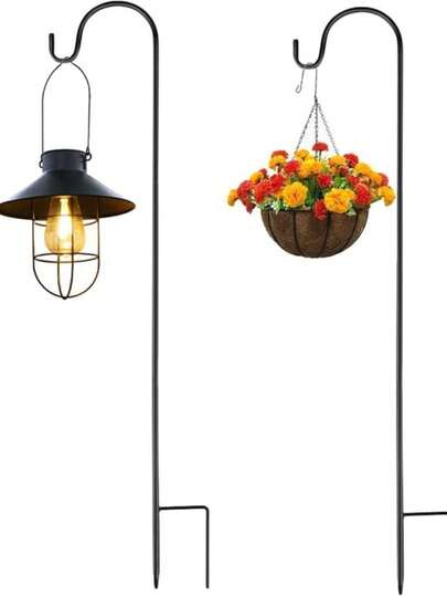 COSANSYS 2pcs Heavy Duty Shepherds Hook Tall Adjustable Height Shepards Hooks For Outdoor Plant Hangers Outdoor Garden Stakes Plant Hooks Pole For Wedding Garden Outdoor 100 Cm