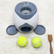 1pc Pet Interactive Snack Ball Feeder, Double Hole Dog Treat Dispenser (Includes 2 Tennis Balls + Plastic Scoop)