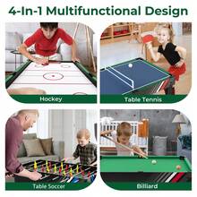 GOFLAME 4 In 1 Multi Game Table Set Combination Soccer Air Hockey Billiards Table Tennis - Brown - View 3