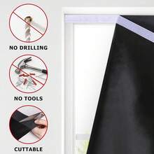 100% Blackout Roller Shades, No Tools No Drill Cordless Blinds For Windows, Thermal Insulated UV Protection Privacy Window Shades For Bedroom (36''W X 72''H, Black) - Black - View 2