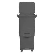 SP Berner Selective Sorting Recycling Bin With Pedal, Wheels And Handle, Triple Compartment, Anthracite Black, 42L (24L + 4L + 14L) - Dark Grey - View 8