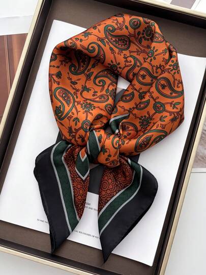 1 peça cachecol quadrado feminino com estampa de caju, imitação de seda, primavera e verão, 70 cachecol quadrado pequeno, cachecol profissional, quente, adequado para uso diário