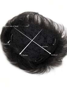Men's Invisible Hair Topper - Short Straight Synthetic Fiber, Natural Styling, Suitable For Thinning Hair Or Bald Spots, Heat Resistant, Secure Fit - Multicolor - View 8