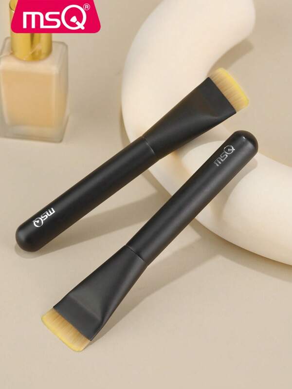 MSQ 1pc High Quality Nylon Foundation Brush, Seamless Foundation Brush, Makeup Sponge, Flat Foundation Brush, No-Trace, Non-Absorbing, Flat Head, Suitable For Beginners, Perfect Makeup Application, Flawless Makeup Effect, Essential For Makeup Artists, Portable, Flat Head, Foundation, Makeup Brush, Korean Concealer, Angled Crescent, Base Makeup, Ultra Thin & Powder-Free