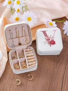 1 Pc A-Z Letter Jewelry Box Ring Storage Box Necklace Storage Box Gifts For Girls Bridesmaid Gifts Mom Gift Ideal Gift White Jewelry Box Pink Jewelry Box