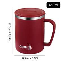 1 Stück 480/500ML Thermoisolierte Kaffeetasse, tragbare 304 Edelstahl Trinkflasche mit Deckel & Griff, kälte- und hitzebeständiger doppelwandiger Trinkbecher, verbrühsicher & auslaufsicher für Milch, Tee, Kaffee, geeignet für Studenten und Erwachsene zuhause, in der Schule, im Wohnheim, im Büro, beim Camping, Picknick, Reisen, Rückkehr zur Schule - Verschiedenfarbig - Übersicht 17