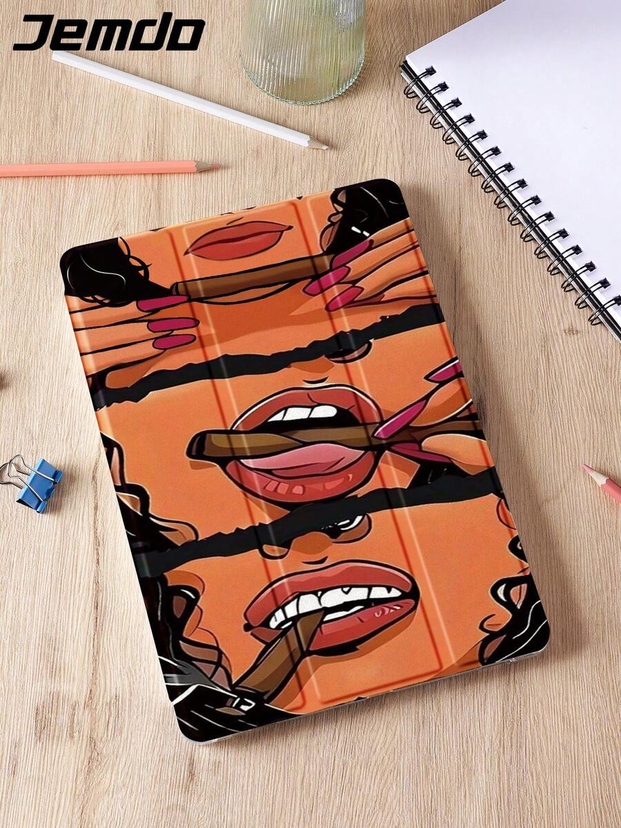 性感唇印保护壳/保护套适用于 iPad 10.2、iPad Pro 11 英寸 2021/2020/10 代、iPad Mini 6、iPad 5 代 (9.7 英寸) 和 iPad Air 5 代 2022，带笔架，防震，自动睡眠/唤醒 - 彩色 - 查看 1