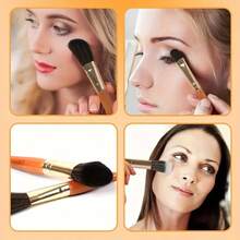 {Cosmetic Bag}Valentine's Day Gift 13pcs Mini Travel Makeup Brush Set - Minimalist Design With Portable Storage Bag, High-Quality Cosmetic Brushes For Versatile Makeup Application, Ideal Travel Essentials For Beauty Enthusiasts Beauty Tool Gift For Girlfriend - Màu vàng - Xem 2