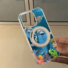 Funda para teléfono 1 pieza Un soporte de ventosa giratorio magnético fuerte de acrílico de alta transparencia con un patrón de ballena doble, diseñado como base protectora Funda para teléfono móvil S compatible con las series 16 Pro, 16, 15 Pro, 14, 13 Pro y 13 Pro - Blanco - Ver 2