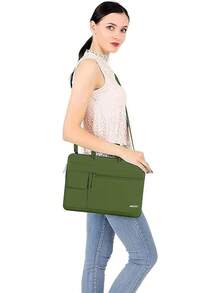MOSISO Bolsa de Hombro para Portátil Compatible con MacBook Pro 16 2024-2019 M4 A3403 A3186 M3 A2991 M2 M1/Pro 15 A1398,15-15.6 Pulgadas Portátil,Poliéster Flapover Maletín Manga, Negro - Verde Ejército - Ver 6