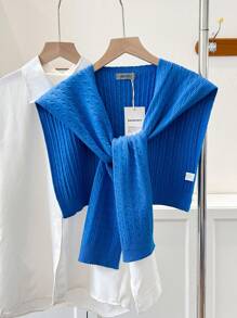 1pc Women Solid Color Crochet Pattern Dopamine Design Candy Color Bright Scarf Shawl