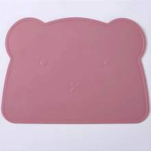 Mantel Individual de oso para niños, mantel individual con aislamiento de silicona, posavasos creativo, mantel individual a prueba de fugas, mantel individual de estilo occidental - Burdeos - Ver 12