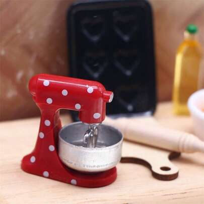 Mini realistisches rotes Mixermodell Ornament, Miniatur Küchen Backen Szene Prop Modell Zubehör, Miniatur Heim-Deko Bastelei, Sammlerstück Geschenk für Hobby-Bastler und Enthusiasten