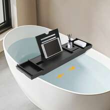SENDERPICK Bath Serving Table Tray Expandable Bathtub Shelf Caddy Tray Bathtub Storage Rack For Candle Towel - Black - View 10