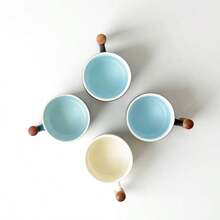 70ml Ceramic Retro Coffee Cup Office Water Cup Filter Tea Mug Wooden Handle Coffee Mug Handmade Tea Coffee Cup Birthday Gift - Multicolor - View 3