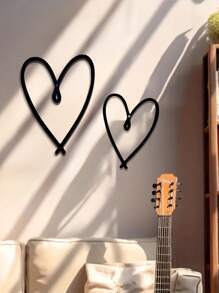 2pcs Metal Heart Wall Decor, Simple Line Wall Art, Bedroom Living Room Gallery Wall Decor, Heart Gift, Heart Wall Sign, Heart Sign Sculpture, Suitable For Wedding, Valentine's Day, Bedroom And Living Room, Outdoor Decoration, Great For Room Decoration