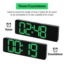 TRMVY 13/16 Inch Large Display Digital Wall Clock LED Digital Clock Time Temp Date Week Display Table Clock Wall-Mounted Dual Alarms LED Clocks, Timer, Automatic Dimming, For Home Living Room And Office Decoration