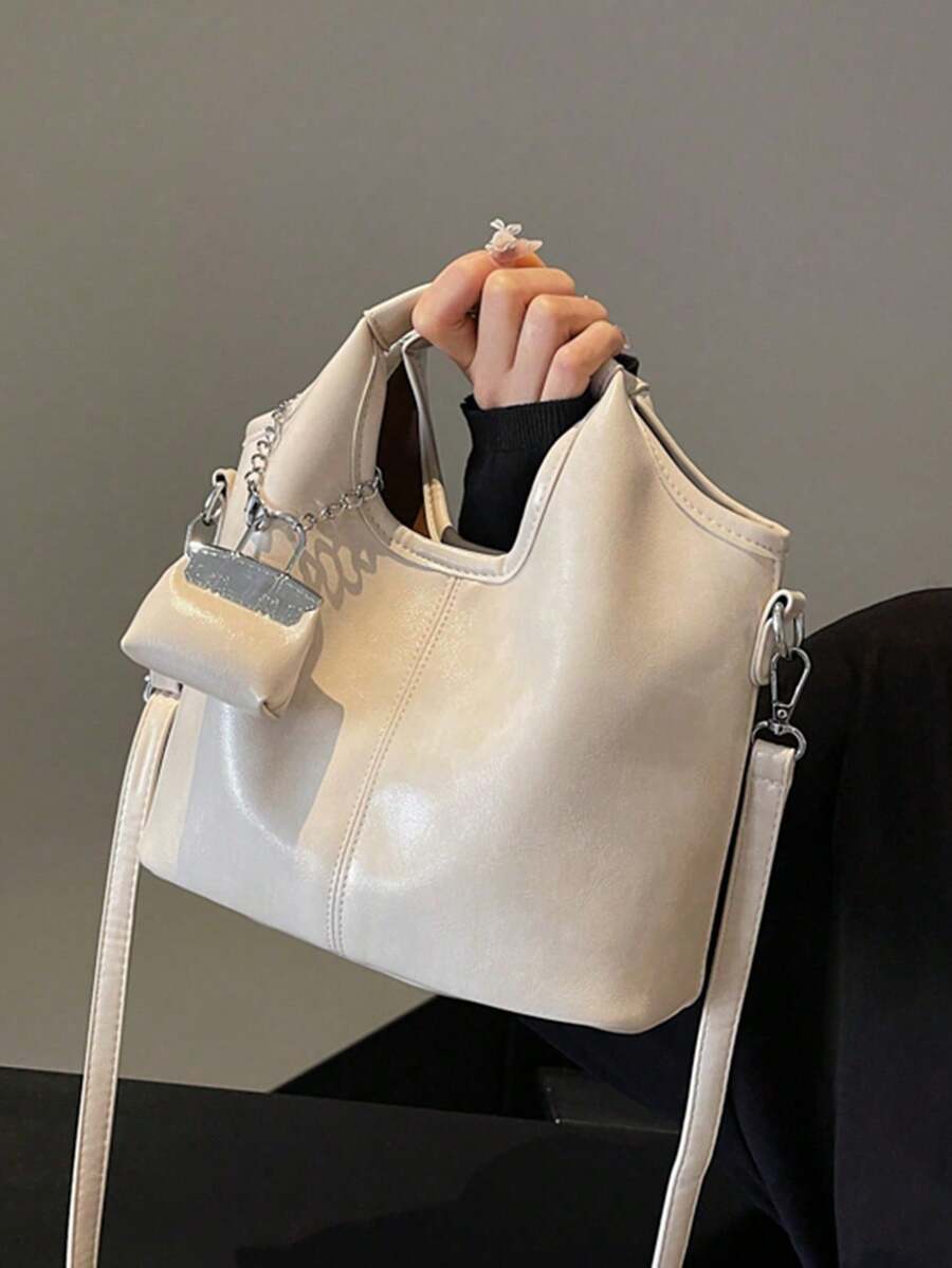 1 geantă de mână pentru femei la modă, geantă de umăr, geantă crossbody, geantă tote, material PU rezistent la zgârieturi și uzură, potrivită pentru cumpărături, întâlniri, petreceri, serviciu, curea reglabilă, cu husă interioară detașabilă, geantă de mână elegantă, casual, maro, dimensiuni: 9,8 in * 7,9 in * 4,7 in