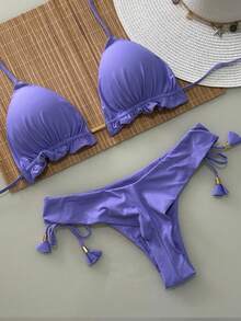 Triangle Bikini With Double String Panties - Lila - Ver 2