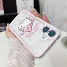 1pc Cute Sanrio White Bow Cat Anti-Fall Soft Glue Mobile Phone Case Applicable To Apple 16/15/14/12/11/7/8/7 Plus/8 Plus/XS Max/XS/X/XR