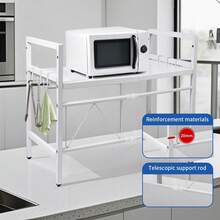 Piorlado 1 Piece Organizer Of The Extensible Table From 42 To 64 Cm For Micro-Ondes, Organizer Of Comptoir De Micro-Ondes Résistant à L'humidité Et à La Rouille, Rangement D'ustensiles De Cuisine And De Vaisselle, Support De Rangement Pour Dessus Et Cuisine - White - View 8