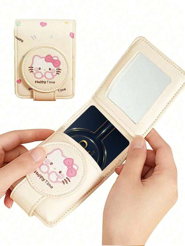 Sanrio 1Pc Sanrios Hello Kittys Pochaccos Small Mirror Portable Foldable Cards Storage Holiday Party Favor Gifts Give Away