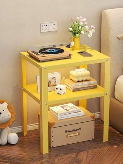 1 pezzo Mensola da comodino in ferro semplice e salvaspazio, tavolino da notte, da assemblare