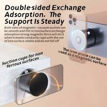[ Adjustable Phone Holder ]1, Multi Angle Rotating Car Phone Holder | Vacuum Suction Cup, Magnetic, Portable, Stable, Foldable, Telescopic Design, Suitable For General Scenarios, Black/ White/ Pink