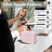 Marklife Machine à étiqueter Marklife M1, imprimante d'étiquettes portative Bluetooth mini M1, connexion sans fil portable incluse, plusieurs modèles disponibles pour téléphone, facile à utiliser pour l'organisation de bureau et de la maison, rechargeable USB, rose