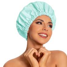 Gorro de Ducha Reutilizable para Mujeres, Gorro de Ducha Impermeable, Gorro de Baño Lavable con Banda Elástica para Cabello Largo, Trenzas (Rosa) - verde menta - Ver 13