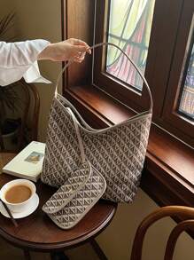 2025 Fashion 2pcs Set Shoulder Bag With Coin Purse, Printed Design Suitable For Women Daily Use, Vacation, Travel, Holiday, Date, Gift