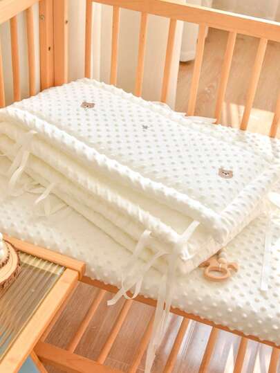 1pc Baby Crib Bumper Soft Plush Guard Rail, Padded Protective Cover For Newborn, Animal Pattern, 60cm/120cm/200cm Length