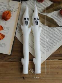 1pc Spooky White Ghost Candles - Long Elegant Taper Candles For Halloween Decor, Gothic Party, Horror Theme Wedding Home Decor Fall Decor Room Decor