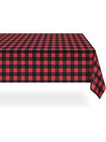 1pc, Disposable Plastic Tablecloth, Waterproof Black/ Red/ Pink/ Blue Checkered Tablecloth For Outdoor Picnics, Kitchens And Holiday Parties Disposable Plastic Cover Picnic Or Holiday Party Home Decor Red Black And White Squares Checkerboard Plaid Table Cloth, Thanksgiving Waterproof And Oil-Proof Table Cover, For Picnic Or Holiday Party, Home Decor