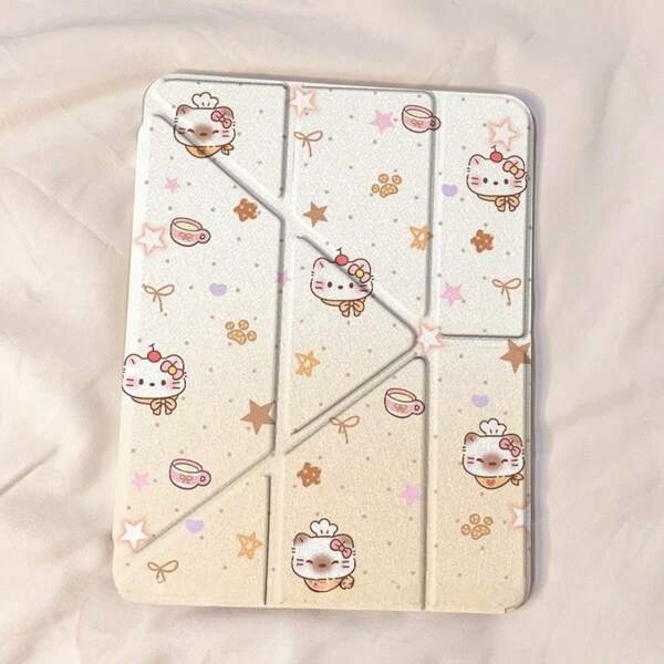 Sanrio 1pc/Set Sanrio KT Cat Cartoon Theme Tri-Fold Flat Tablet Protective Case, Anti-Fall Tablet Cover, Suitable For Samsung/IPad 7/8/9 10.2 Inch, Thanksgiving/Birthday/Christmas Gift