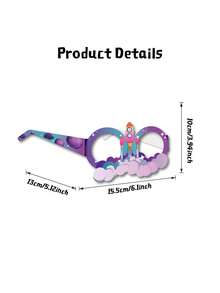 8pcs Rocket Spaceship Astronaut Glasses Costume Accessories, 3D Cartoon Paper Face Decoration, Role-Playing Props, Party Photo Props Halloween