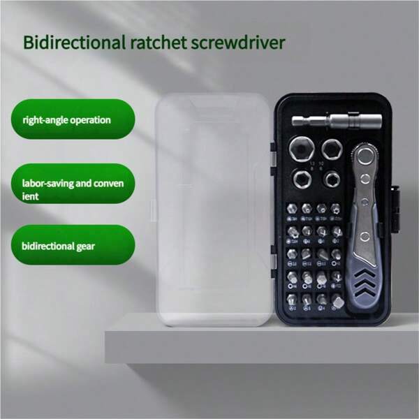 26in1 Ratchet Screwdriver Set With Wrench & Socket Kit - High-Hardness CrossSlotted & Torx Tools For Home Maintenance