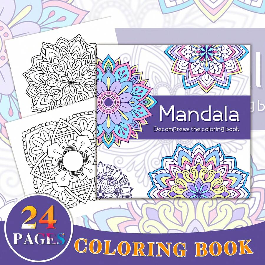 GDTME Sách tô màu họa tiết Mandala dành cho người lớn, món quà hoàn hảo cho các bữa tiệc và sinh nhật (sách tô màu dễ), đồ dùng học tập, vật dụng cần thiết cho năm học mới.
