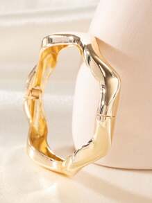 1 件女士不对称波浪形金属个性化时尚开口手链