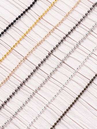 2 Meters [Japanese Nail Chain] Pure Copper Electroplated Anti-Fading 1.0Mm Super Fine Gold & Silver Bead Chain, 1 Meter Diy Nail Art Decor Accessories, Long Lasting Non-Fading Chain, Handmade Nail Jewelry Supplies Nails Nail Charms Nail Gems